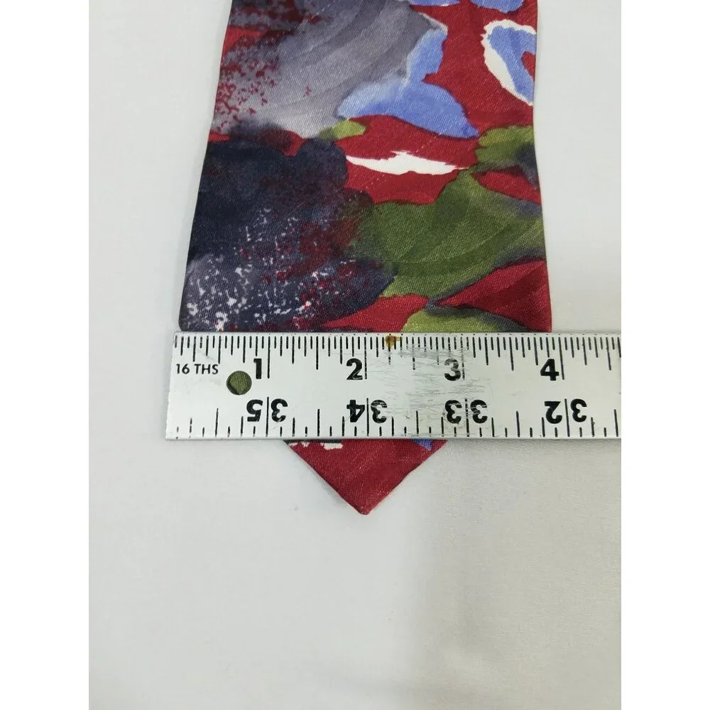 Bergere Mens Floral Tie Vintage Maroon Blue Green 4